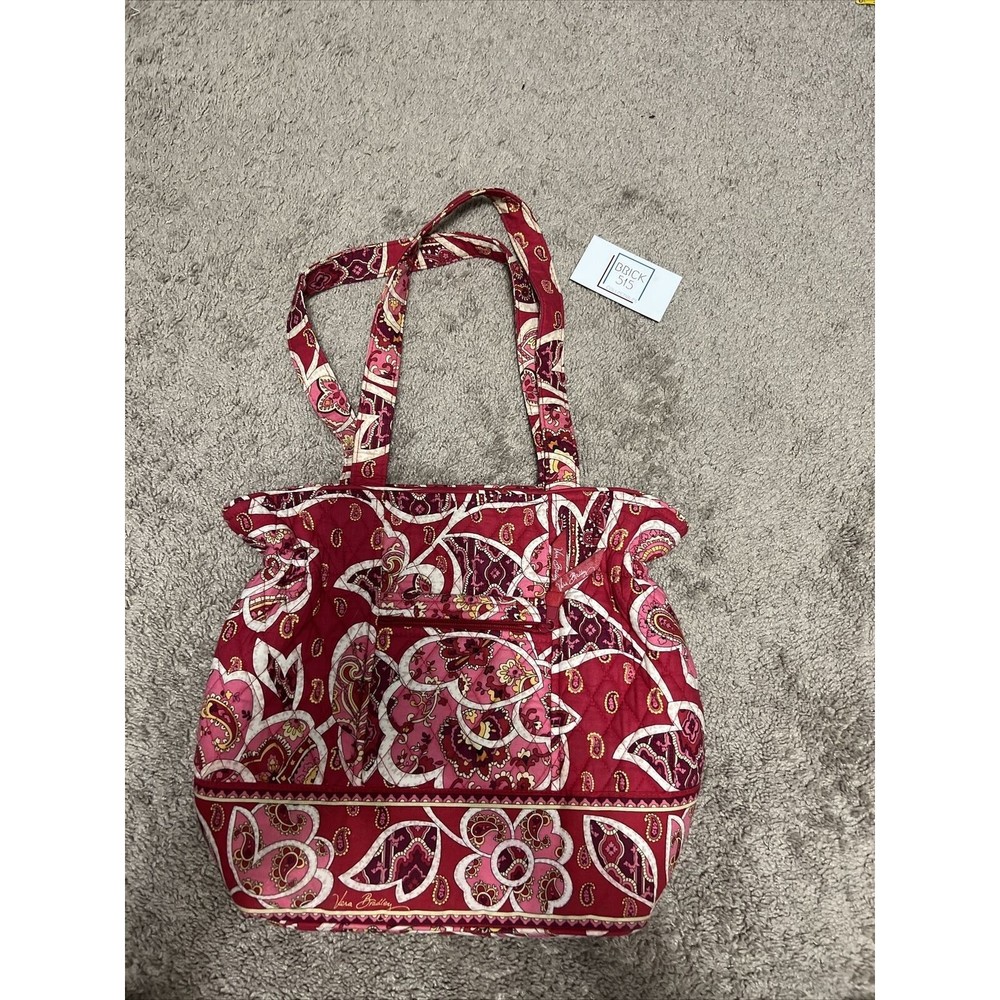 Vera Bradley Twirly Birds Pink Reversible Tote Bag Purse - Retired